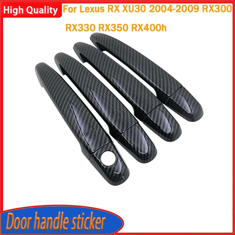 Styling Accessories For Lexus RX XU30 2004-2009 RX300 RX330 RX350 RX400h Black Carbon Fiber Chrome Door Handles Cover Trim