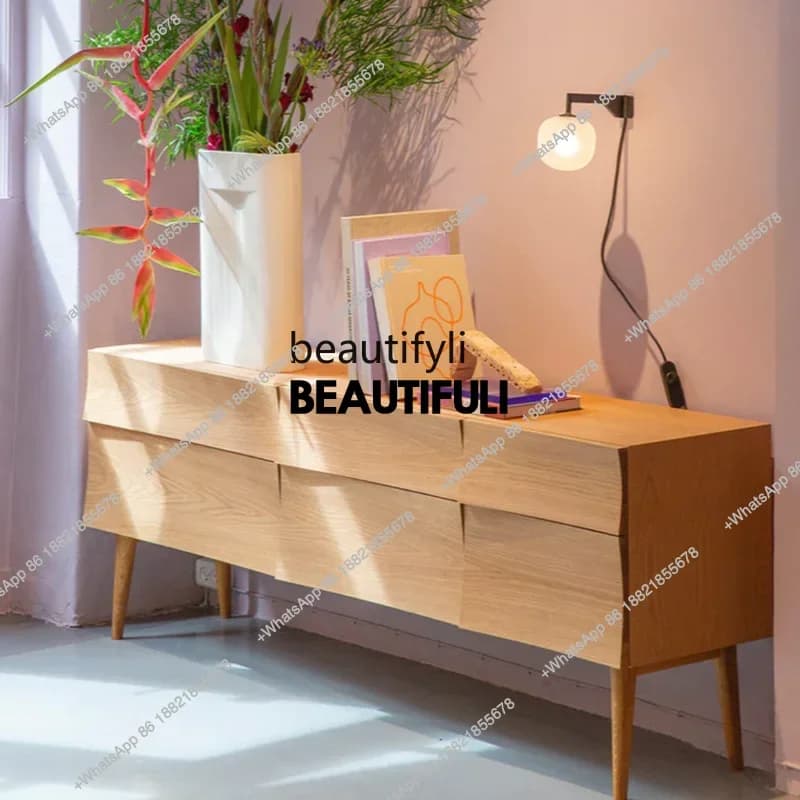 ss8350 Nordic simple modern medieval solid wood storage chest storage cabinet bedroom TV cabinet