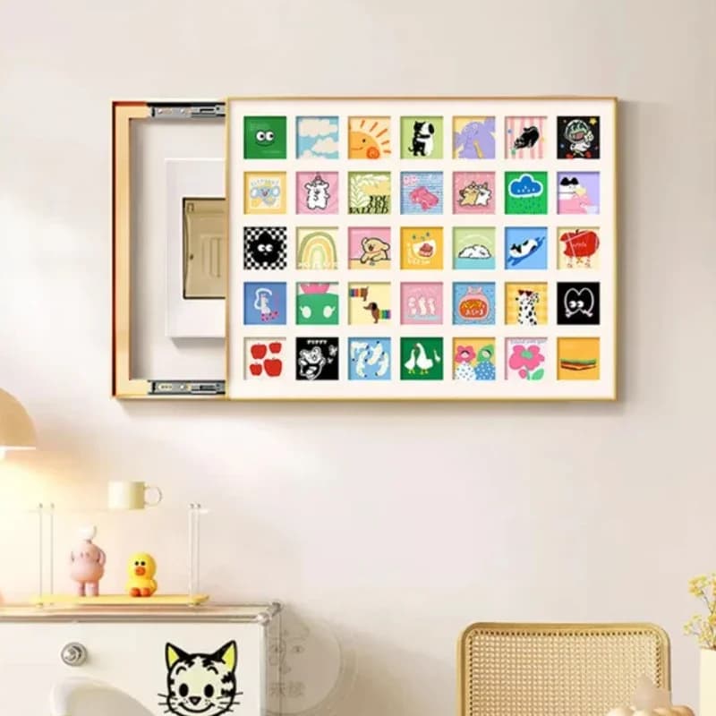 Cartoon Dopamine Electric Meter Cover Push Pull Decorative Painting for Restaurant And Distribution Box