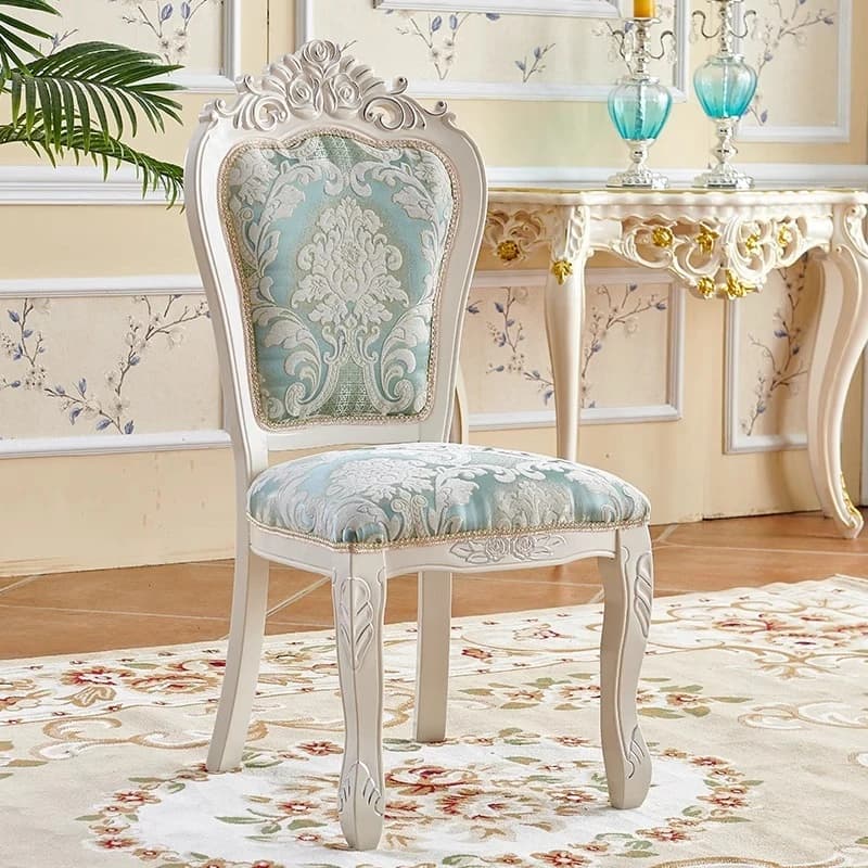 Dining chair pastoral solid wood fabric dressing desk backrest stool household