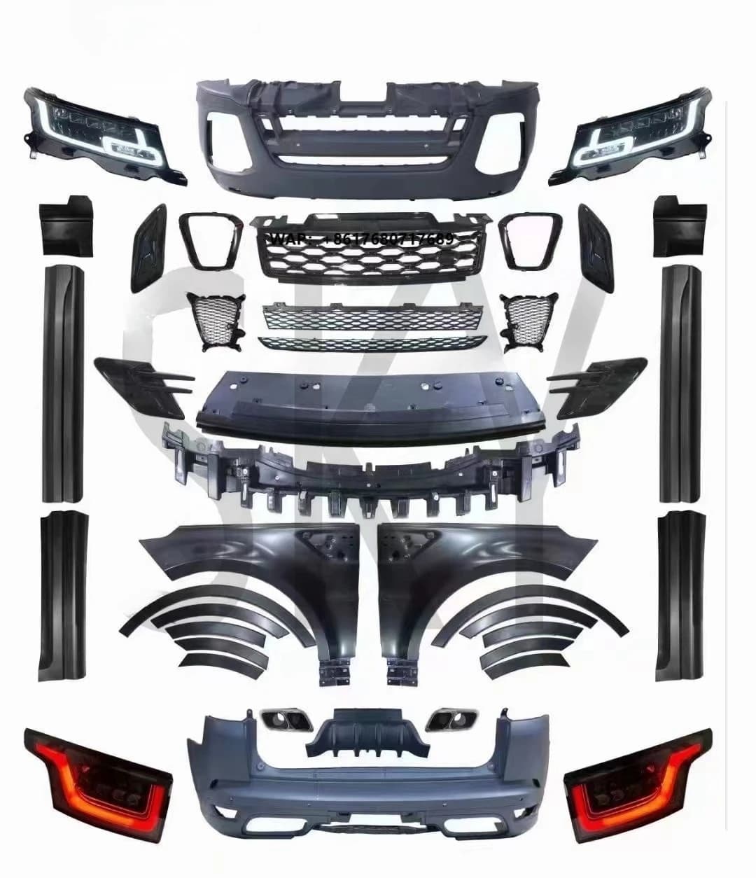 2013-2017 Land Range Rover Sport Upgrade to 2022 SVR Body Kit with Headlights Taillights Bumper Parts Full Bodykit