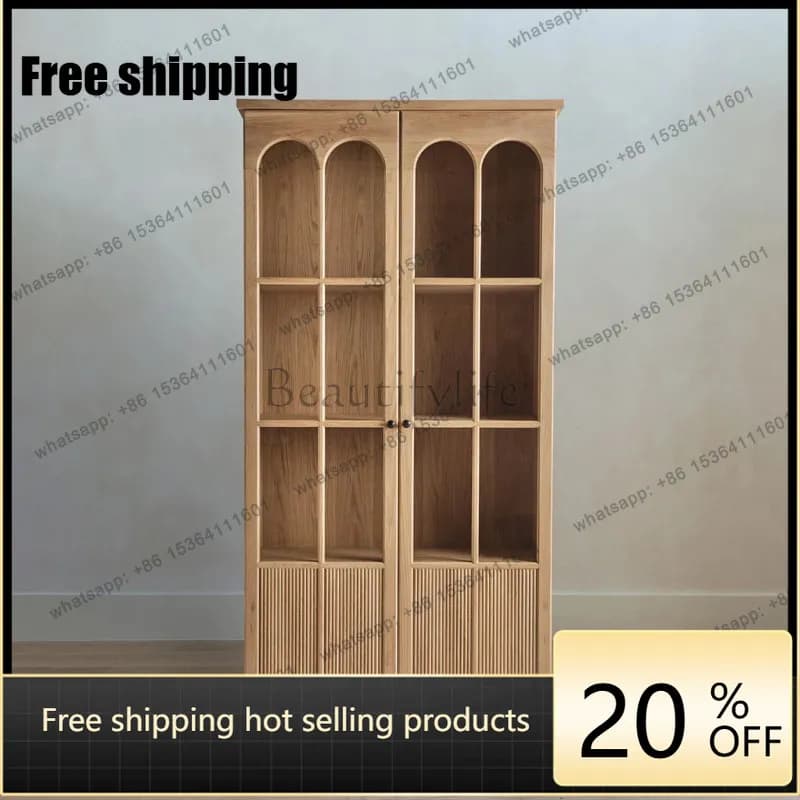 hot  American Country Solid Wood Living Room Double Door Locker Bedroom Storage Retro Display CabinetFactory Direct