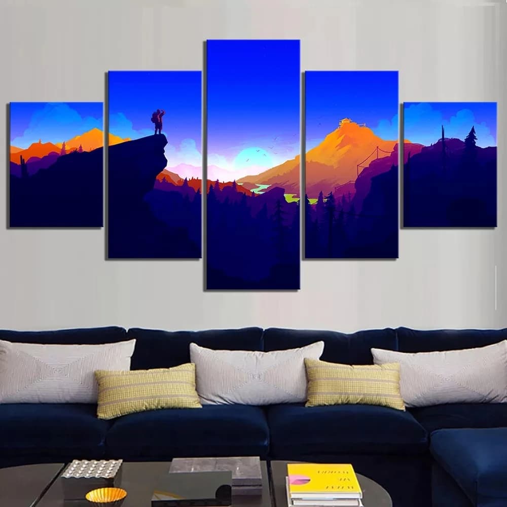 Fantasy Poster 5 Pieces Wall Art Canvas Firewatch Scene Artwork Painting Living Room Wallpaper Print Bedroom Home Decoration