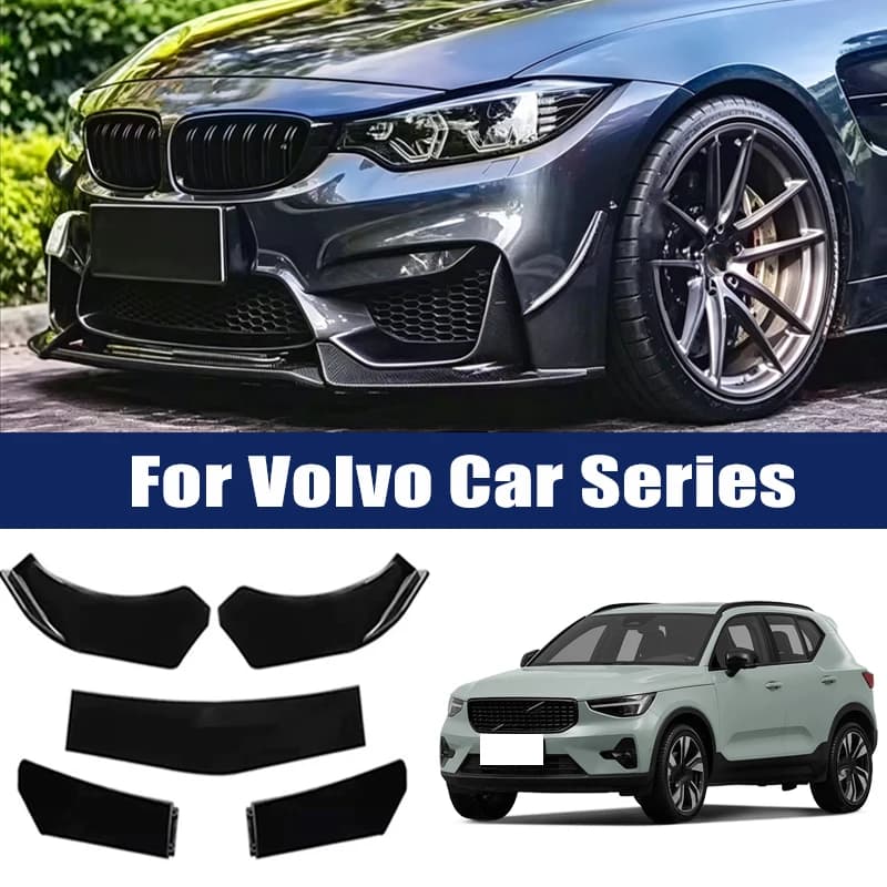 5Pcs Front Bumper Lip Body Kit, ABS Spoiler Splitter Canard For Volvo S40 S60 S90 V40 V60 V90 XC40 XC60 XC90 C30 C70 240 850