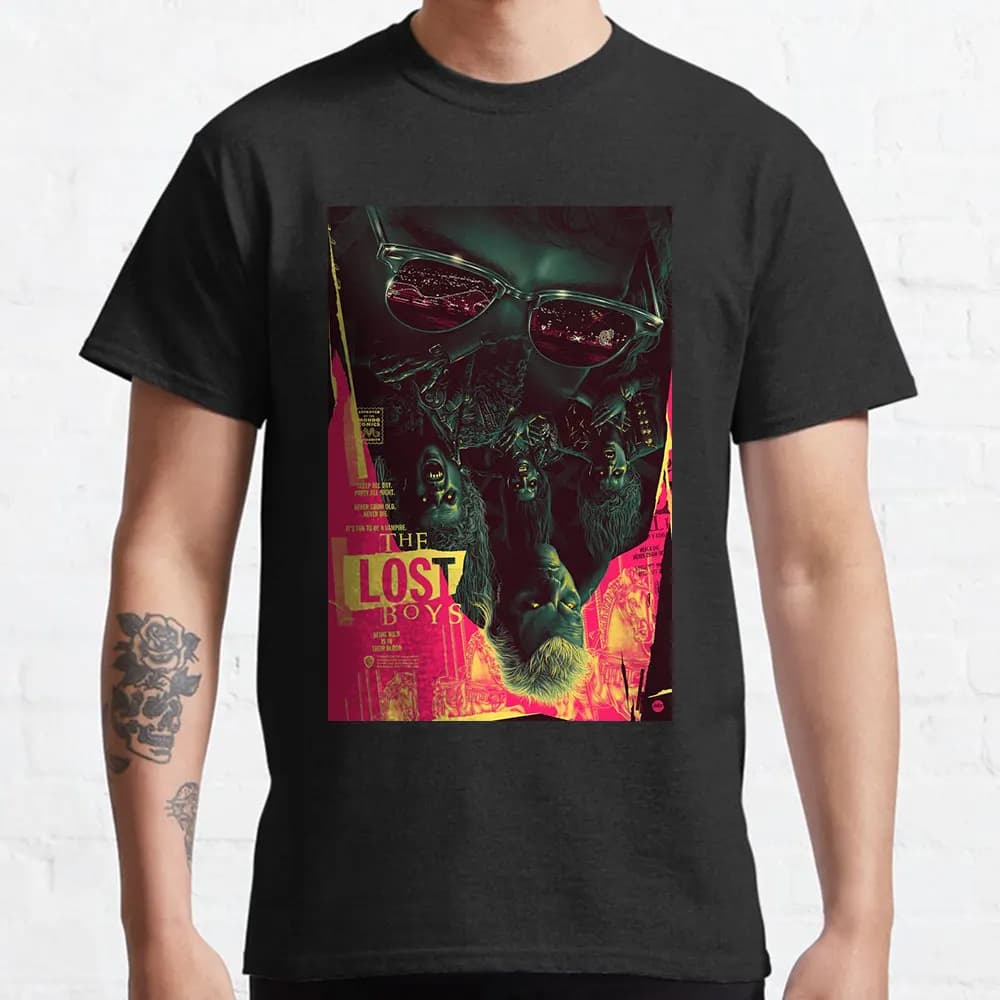 Scary The Lost Boys David Vampire graphic t shirts Santa Carla Halloween tops Horror Movie large size Men's clothing