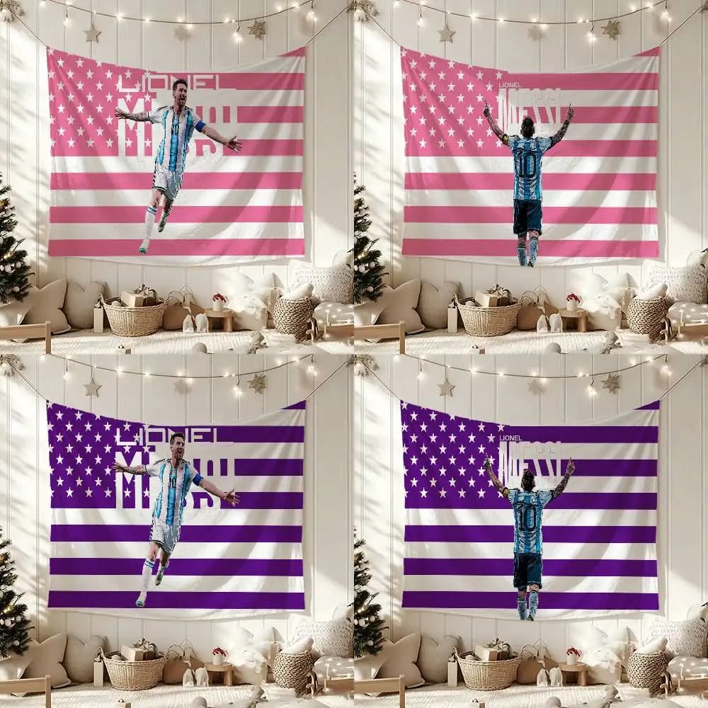 The GOAT Football M-Messi 10 Flag Outdoor Decorations for Bedrooms Home Decor Items Decoration Banners