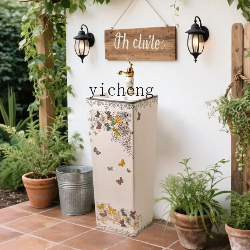 courtyard wash basin column washbasin balcony vertical wash basin bathroom column basin