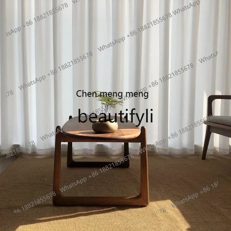 32North American black walnut special-shaped coffee table new Chinese log coffee table living room solid wood tea table