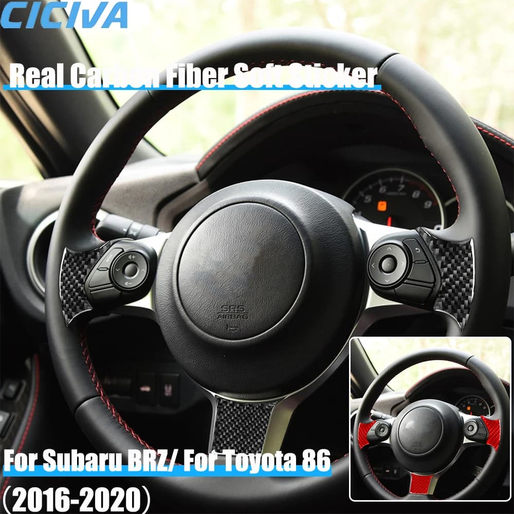 Real Carbon Fiber Car Accessories Driver Wheel Trim Cover Soft Sticker For Subaru BRZ Toyota 86 GT86 2016 2017 2018 2019 2020