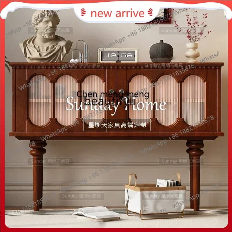 SS ss7486 Medieval wood color, door cabinet, living room entry French locker, glass cabinet can be customized