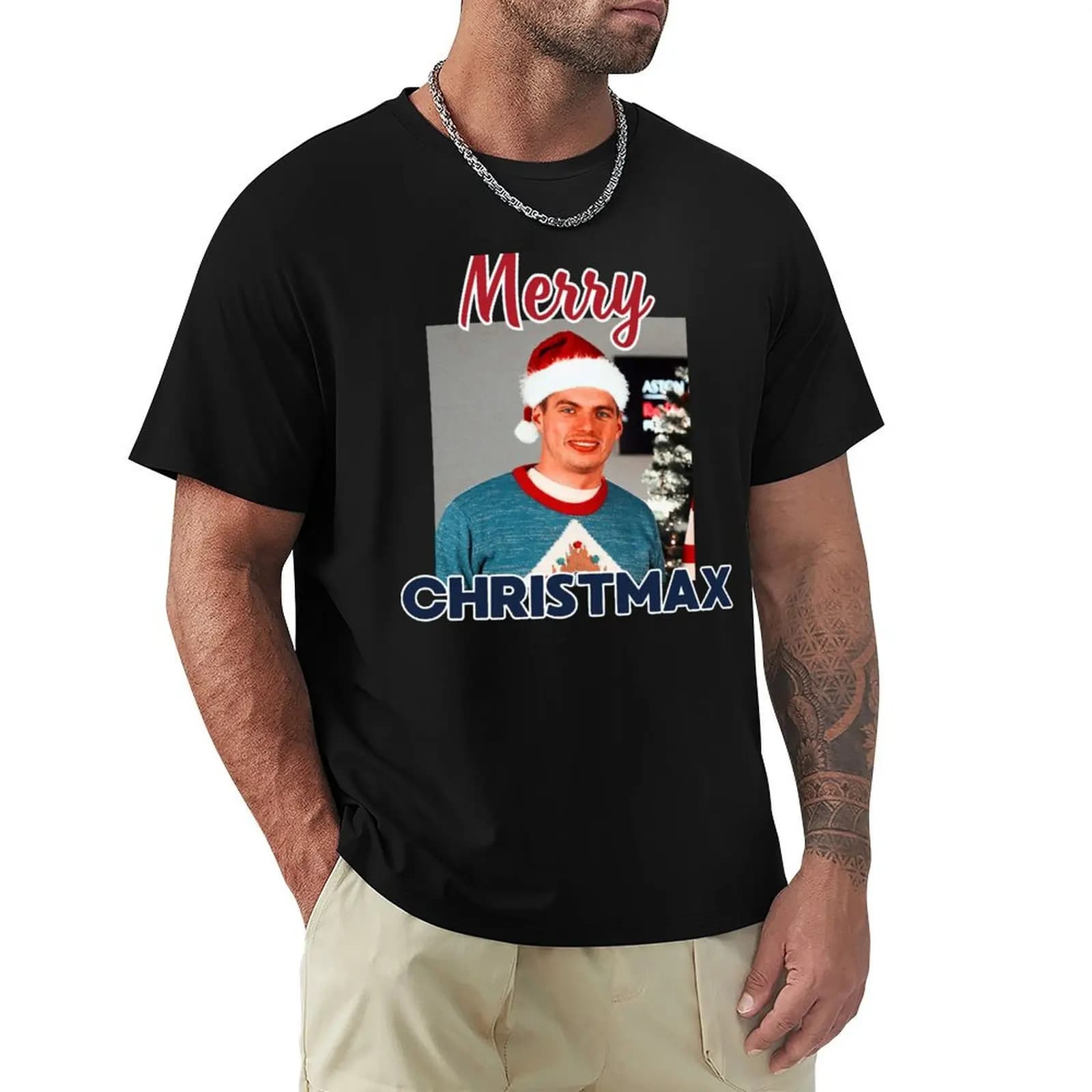 Merry ChristMAX Verstappen F1 T-Shirt custom t-shirts anime clothes customizeds plus sizes outfits for men