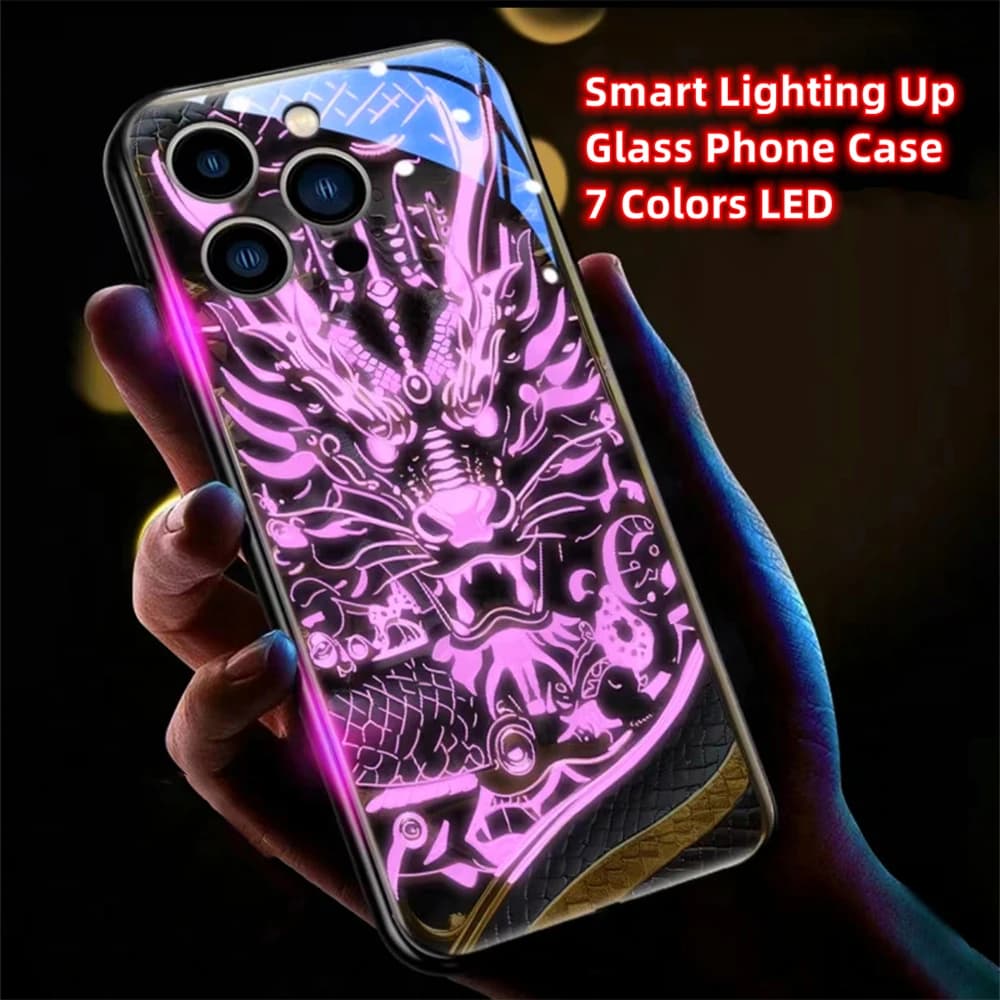 Golden Mechanical Dragon Voice Sensing LED Light Up Glowing Luminous Phone Case For Honor 200 100 90 80 70 60 50 Pro