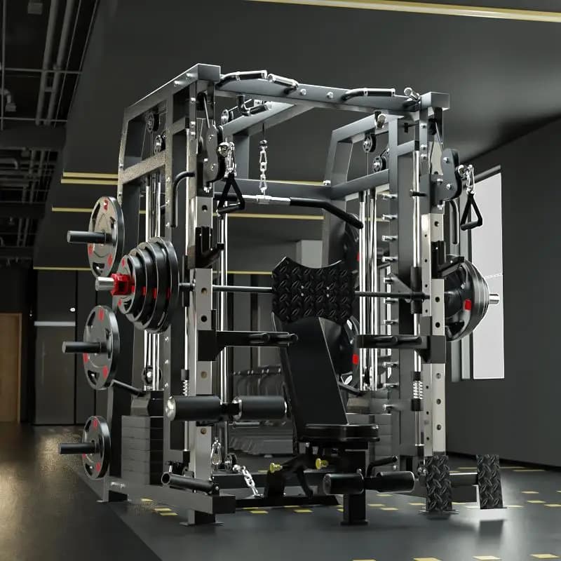 【Hot】Commercial Smith Machine Set With 130kg Counterweights+100kg Weight Plates+Bench Free Sping Door To Door Seller Pay