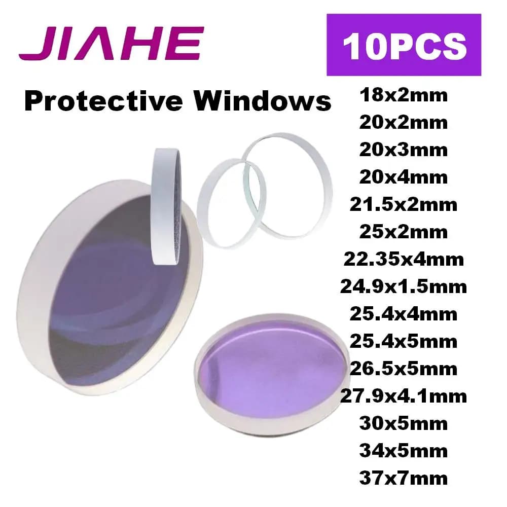 10PCS Set Dia18/20/22.35/24.9/25.4/26.5/27.9 /28 Glass Laser Protection Lens/Protective Windows For Fiber Laser Cutting Machine