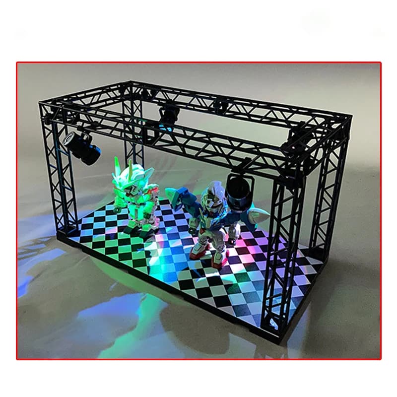 Assembled Action Figure Display Stand With Colorful Ambient Lighting, Clay Doll Scene Decorative Table, DIY Toy Holder