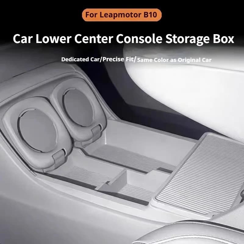 For Leapmotor B10 Car Center Console Lower Storage Box Organizer Box Silicone Waterproof Pad Modification Interior Accessories