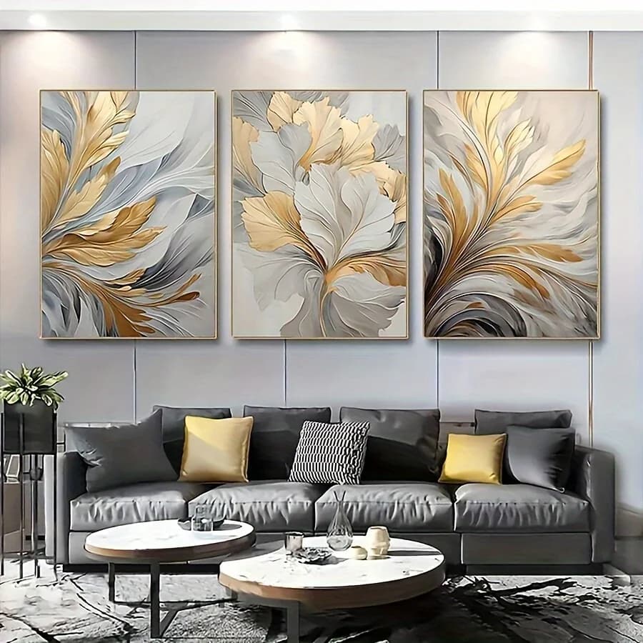3pcs/Set Canvas Print Posters Leaves Wall Art Paintings For Living Room Bedroom Bathroom Office Hallway Wall Decors No Frames