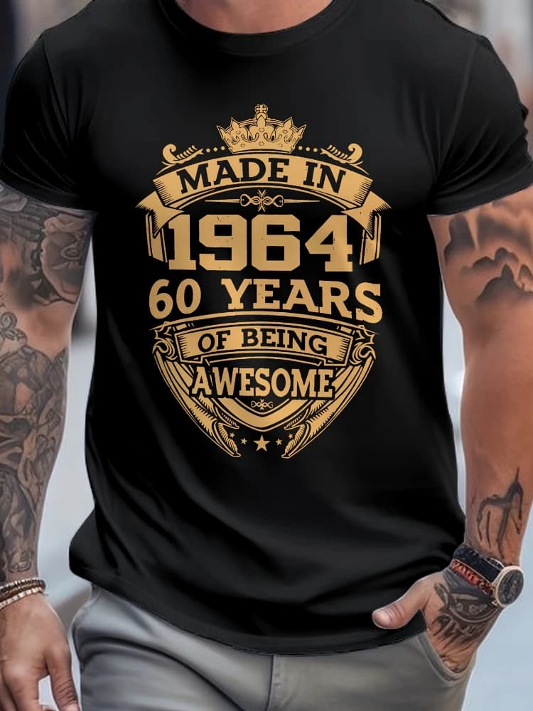 Men's summer casual T-shirt, unique printing design-soft cotton round neck short sleeve T-shirt.
