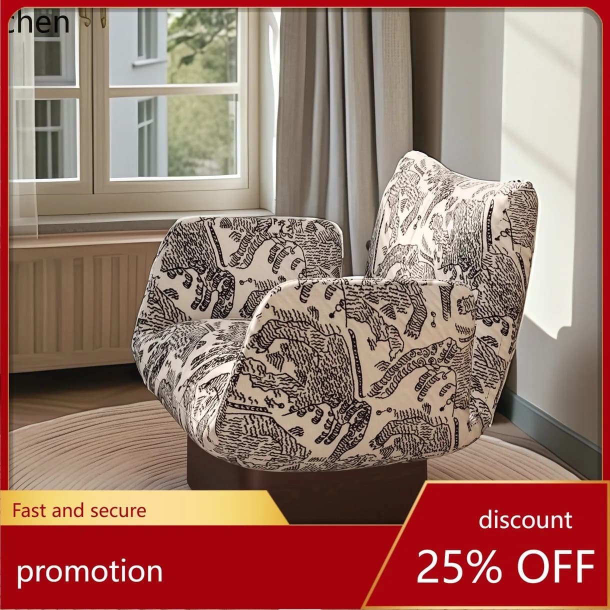 ZML casual Single Chair Single Sofa Chair Solid Wood Living Room retro Reclining Chair