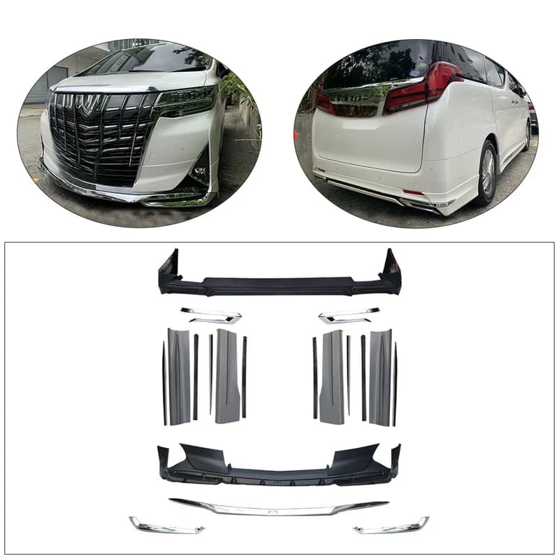 High Quality Body Kit Front Lip Rear Lip Side Skirts For Toyota Alphard 2018 Exterior Modification Accessories