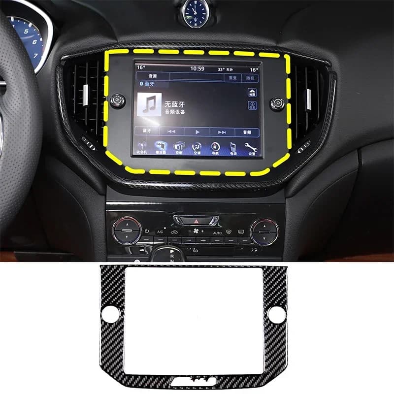 For Maserati Ghibli 2014-15 Soft Carbon Fiber Car Navigation Screen Frame Cover Trim Sticker Interior Car Accessories