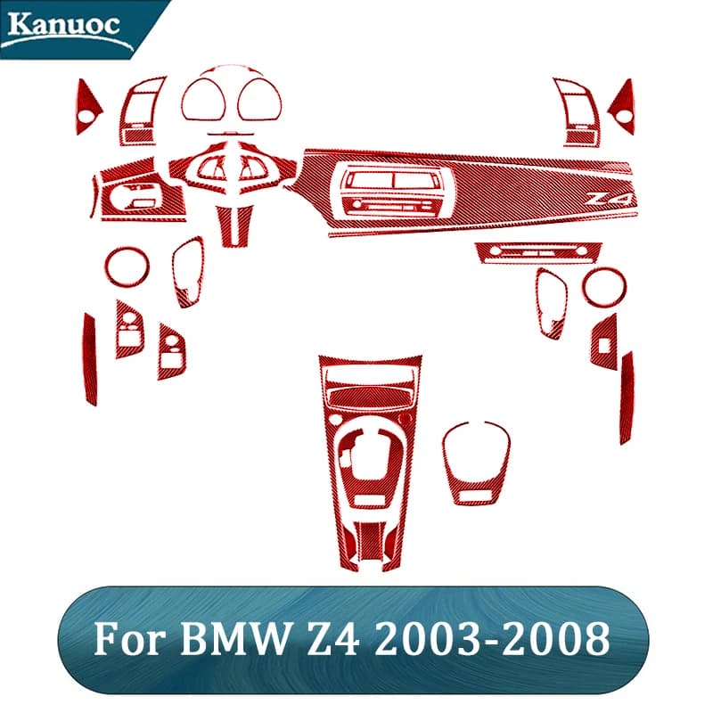 Red Carbon Fiber Car Stickers For BMW Z4 2003-2008 Car Interior Decorative Accessories
