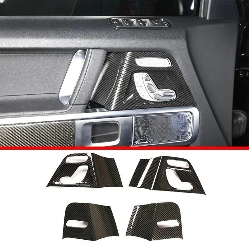 For Mercedes-Benz G-Class W464 Real Dry Carbon Fiber 19-24 Interior Seat Adjustment Switch Panel Trim Protect Cover Accessories