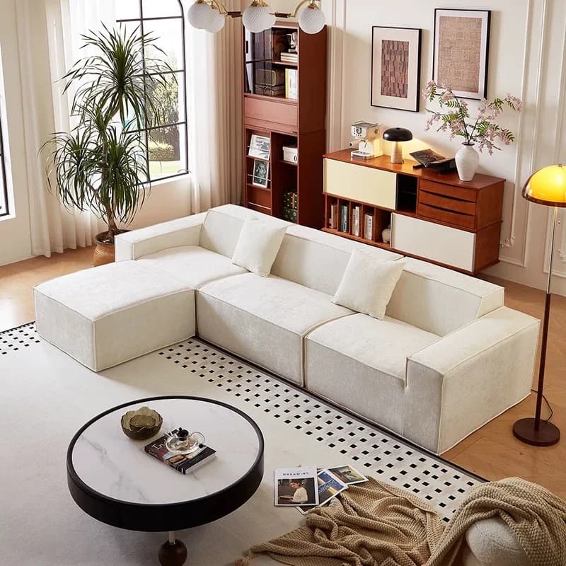 -pp Modern  Living Room Sofas Set Furniture l Shape 2 3 Seater Corduroy Compression Vacuum Sectional Modular for Home Design
