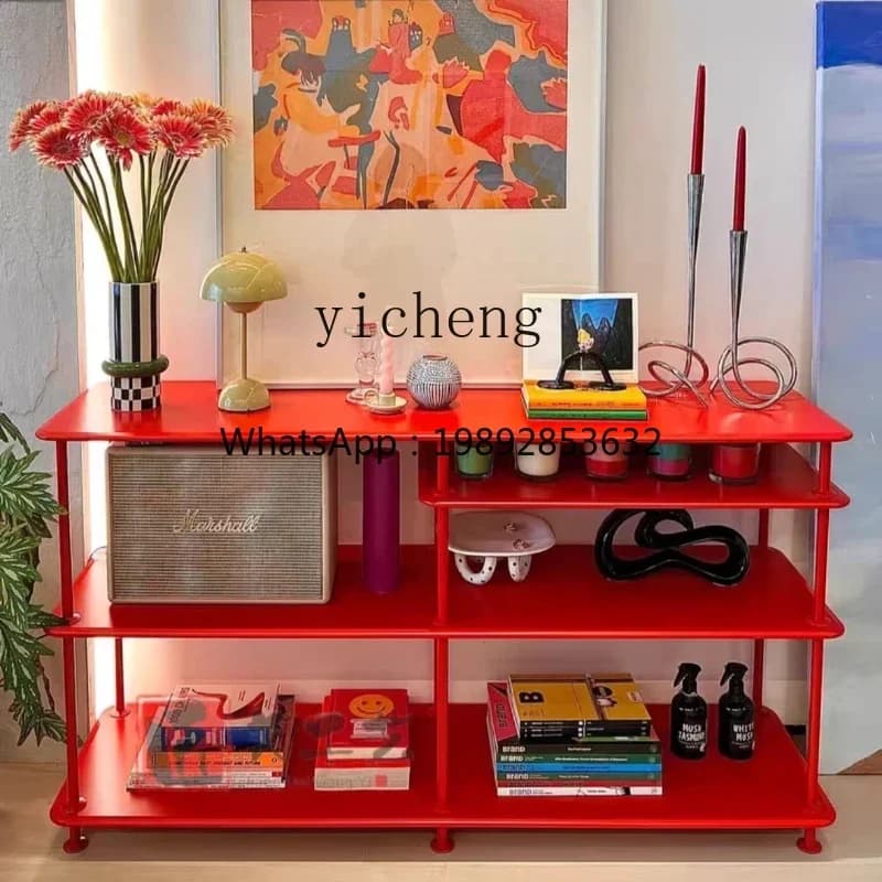 GZ4-9 small apartment floor storage rack medieval light luxury bookshelf multi-layer storage rack decoration