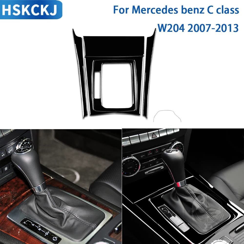 For Benz C Class W204 2007-2013Car Accessories Interior Gear Shifter Panel Frame Cover Trim Sticker Piano Black Modification