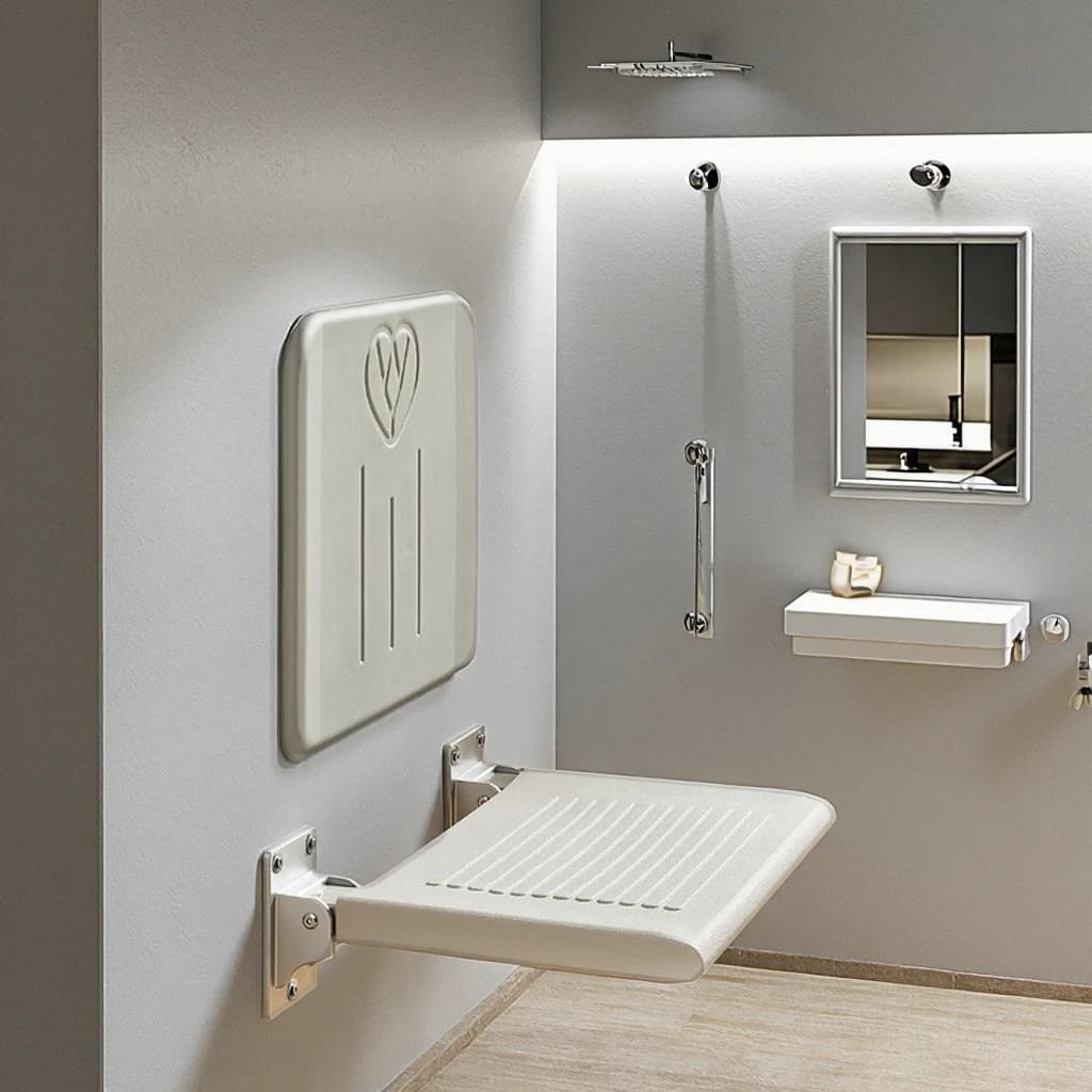 Modern Stainless Steel Bathroom Folding Stool Wall-mounted Non-slip Shower Seat Suitable for Elderly Toilet Bathroom Stool