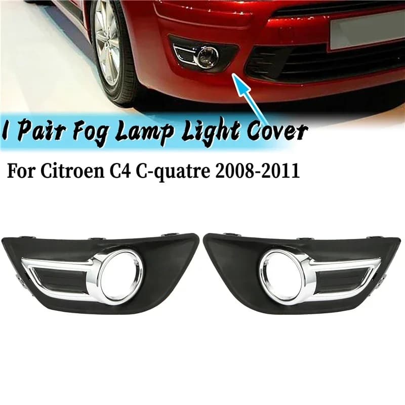 For Citroen C4 C-quatre 2008-2011 Chrome Front Bumper Fog Lamp Light Cover Front Fog Lamp Frame Car Exterior Accessories