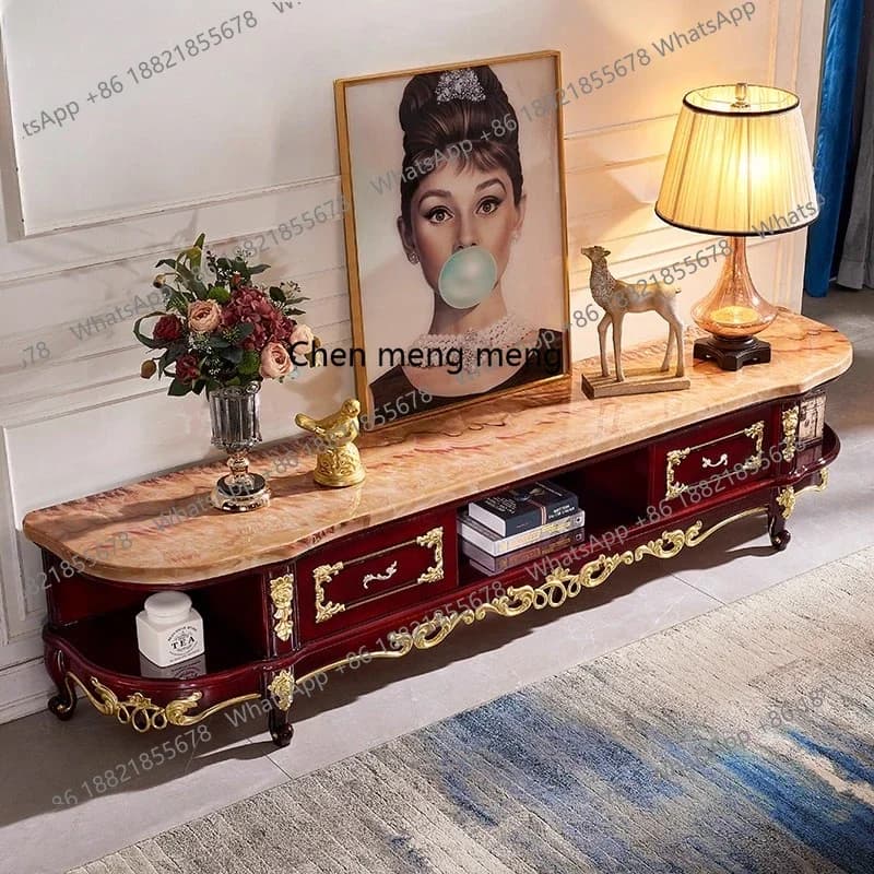 X All solid wood red sandalwood marble floor cabinet, coffee table bedroom TV cabinet combination
