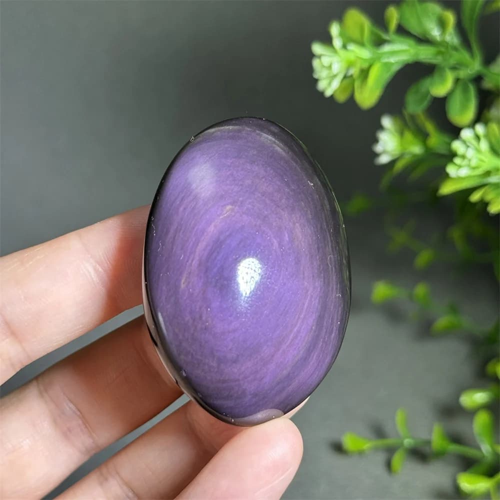 Natural Gemstone Rainbow Obsidian Palm Play Mineral Energy Reiki Healing Meditation Home Feng Shui Decoration Gift