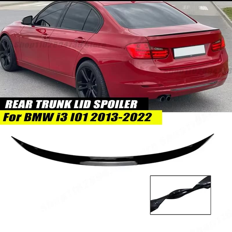 120CM Gloss Black Soft Rubber Rear Trunk Spoiler Lip Splitter 5D Carbon Look Car Accessories For BMW I3 I01 2013-2022