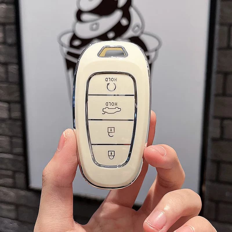 TPU Car Key Case Cover Protector Shell For Hyundai Tucson Solaris Sonata Hybrid NEXO NX4 Santafe dn8 4 Buttons 2020 2021 2022