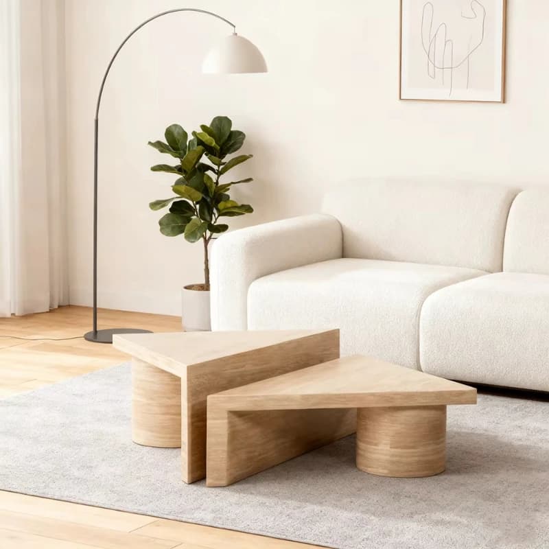 Living room furniture luxury triangular limestone coffee table luxury marble coffee side table