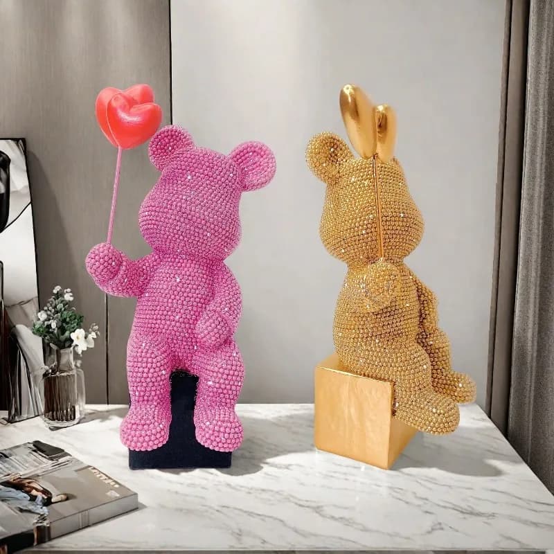Modern European Love Balloon Bear Resin Ornament Office Desktop Entrance Home Decoration Crafts