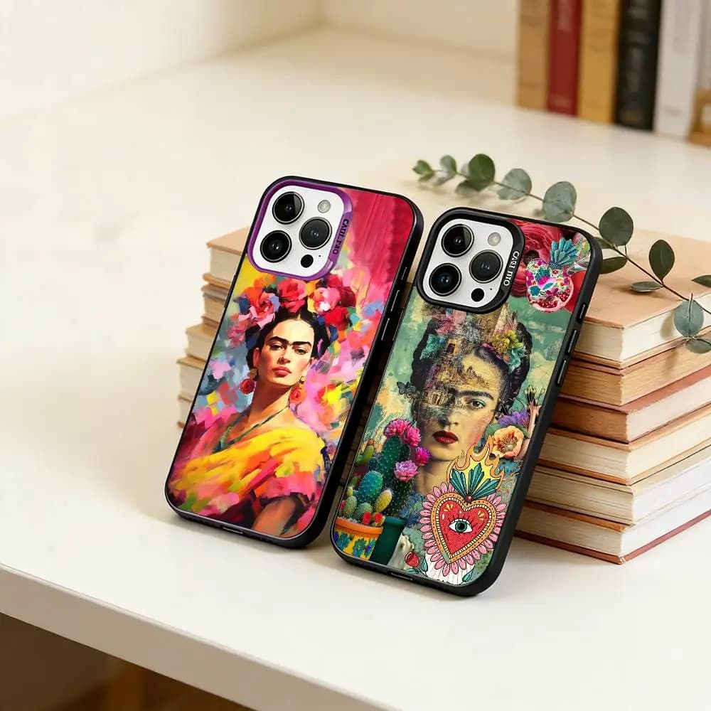F-Fridas A-Art K-Kahlo  Phone Case For iPhone 17,16,15,14,13,12,11 Plus,Pro Max,XS,Colored Silver Plated Inside Cover