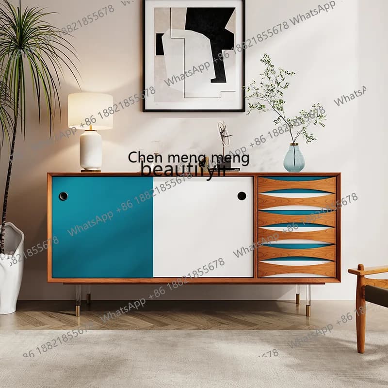 X  Living room solid wood wall decoration tea cabinet modern simple drawer entrance cabinet