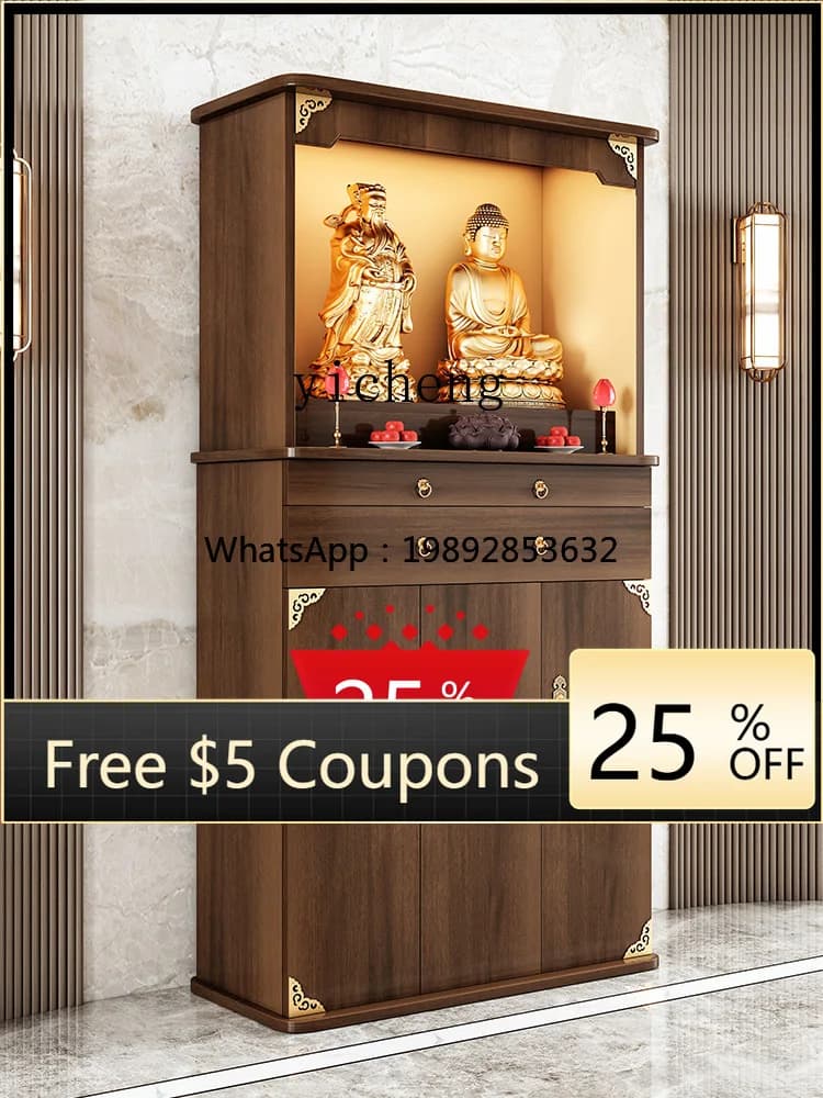 Home Modern Style God of Wealth Cabinet New Chinese Style Clothes Closet Light Luxury Worship Table