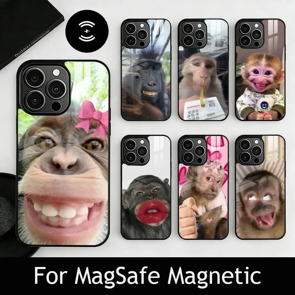 C-Cute F-Funny Monkey Phone Case For iPhone17,16,15,14,13,12,11 Plus,Pro Magnetic with Magsafe Wireless Charging