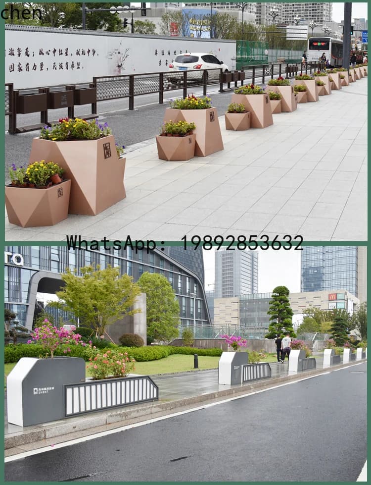 outdoor stainless steel flower box combination wrought iron aluminum alloy mobile fence partition courtyard flower pool