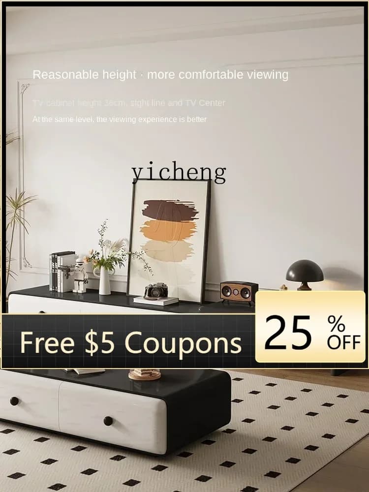 A1  Retro TV Cinet and Tea Tle Combination Living Room Home New Black Retractle TV Stand