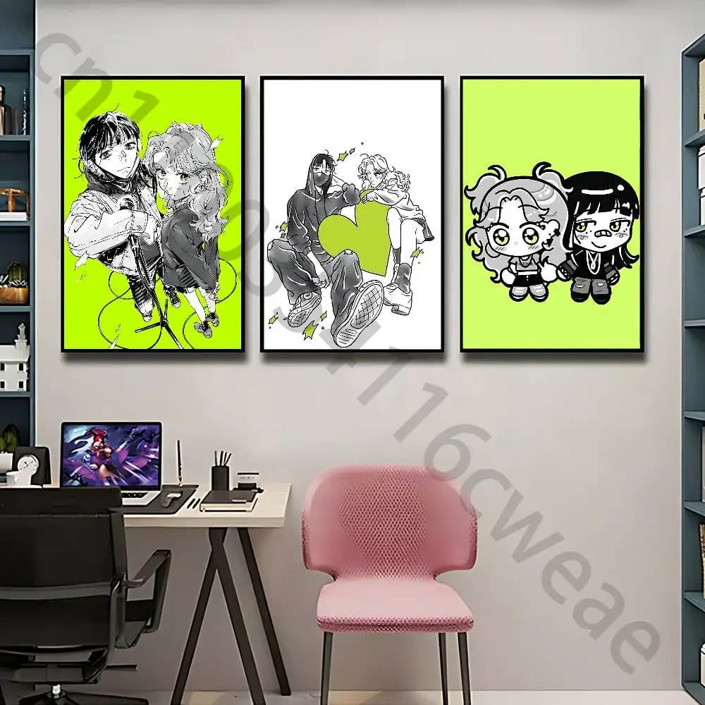 M-mitsuki koga aya O-osawa Poster Self-adhesive Art Waterproof Paper Sticker Coffee House Bar Room Wall Decor