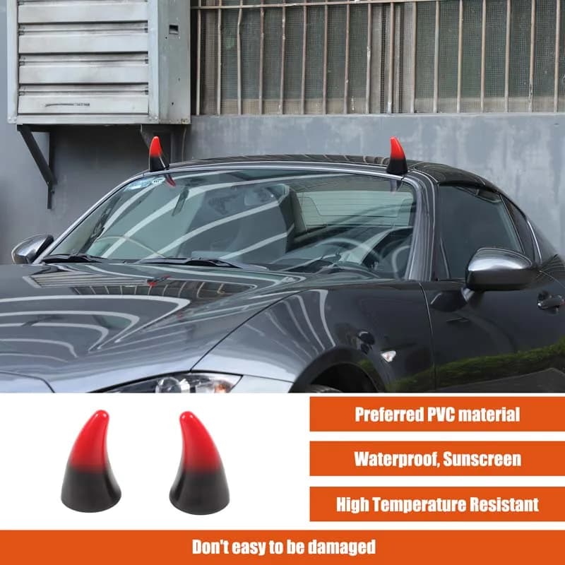 2piece set PVC red For Mazda MX-5 Miata 2016+ car roof decoration horn three-dimensional sticker car exterior accessories
