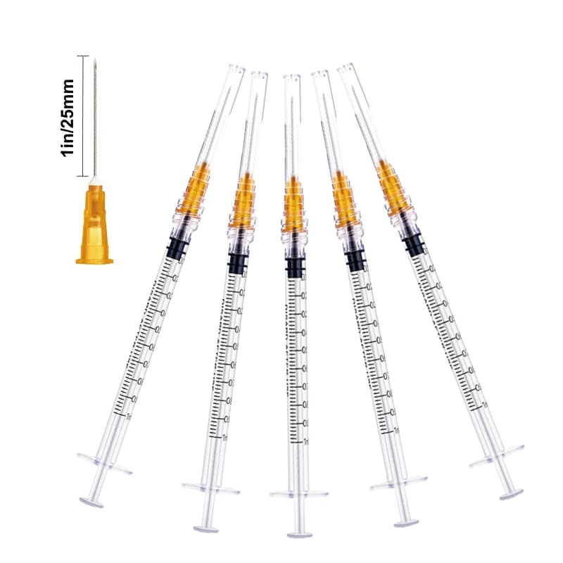 100pcs 1ml Sterile Luer Lock Syringe With 25G 1 inch Needle Individually Packed for Lab, Industrial Dispensing, Liquid Measuring