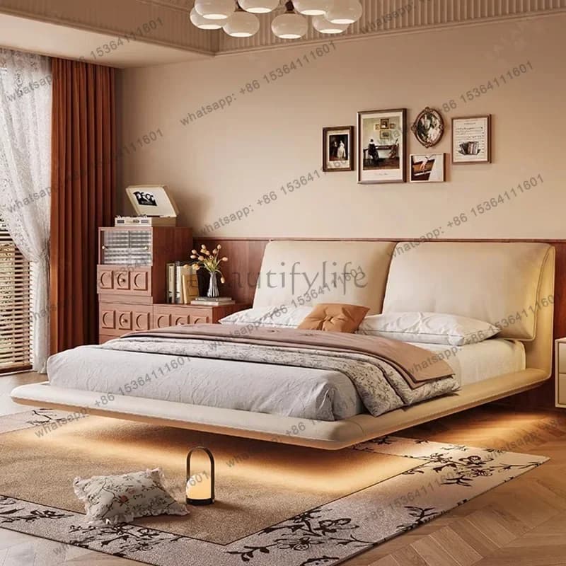 Sleeping Platform Massage Bed Frame Double Luxury Bedroom Bed Girls Full Space Saving Safe Letto Matrimoniale Modern Furniture
