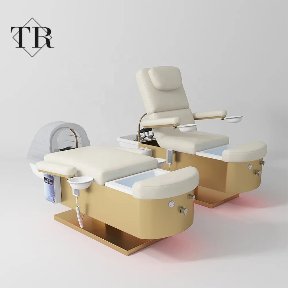 2026 Small Studio Salon Furniture Combined Space-saving Compact Multi-functional Versatile Shampoo Bed Foot Spa Salon Chair