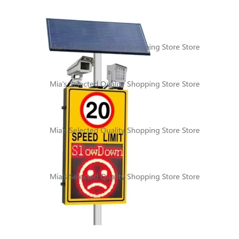 Solar Powered LED Radar Speed Limit Sign with Camera Outdoor Road Warning Traffic Sign